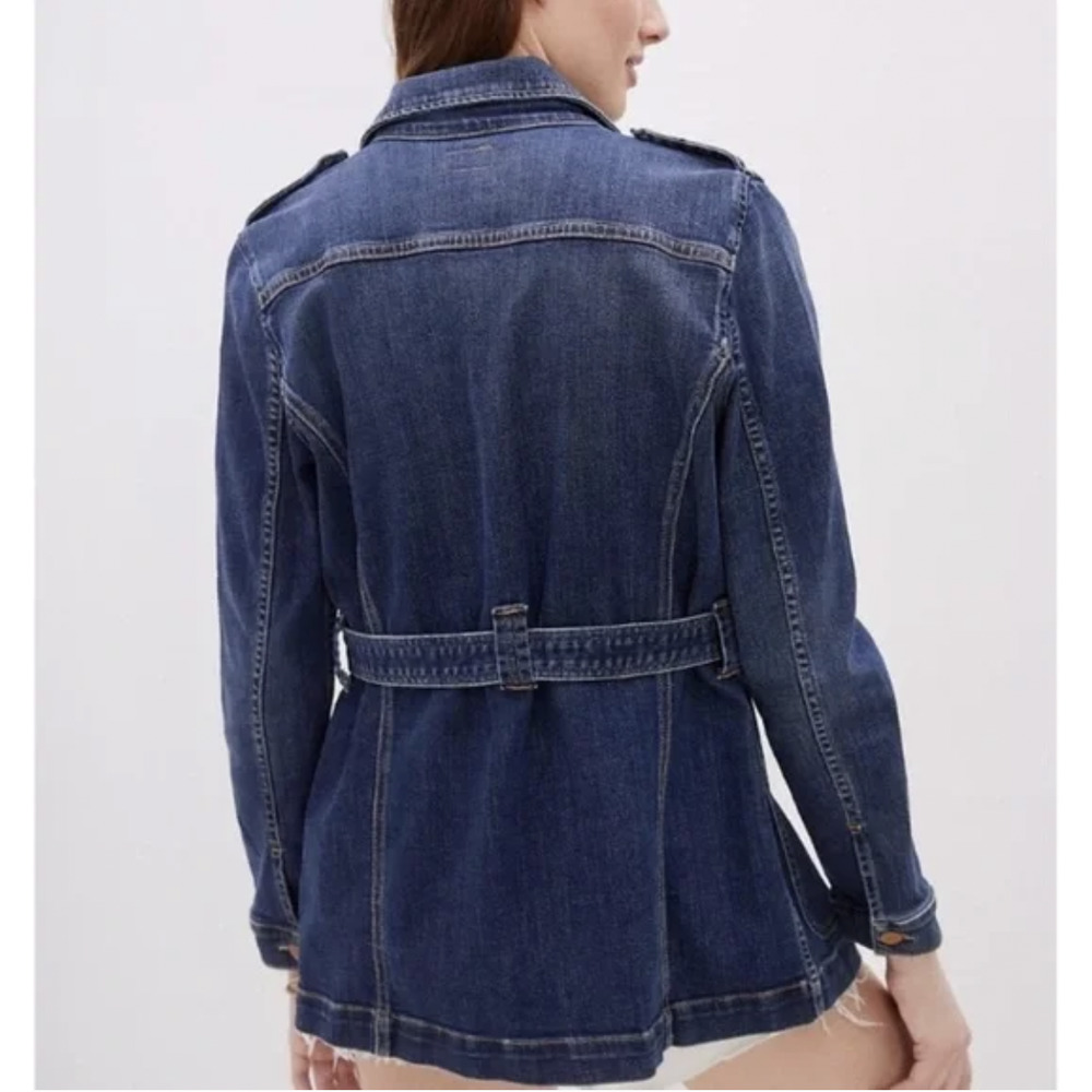 MOTHER Belted Veteran Denim Jacket in Wicked Wildflower wash XS - Picture 4 of 13